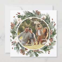 冬エバエレガントーグリーンホリデーフォトカード 招待状