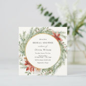冬エバエレガントーグリーンポインセチアブライダルシャワー 招待状 (スタンド正面)
