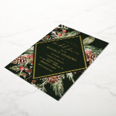 冬エバエレガントーグリーンポインセチアブライダルシャワー 箔招待状 (回転した状態)