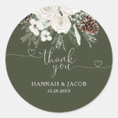 冬エバエレガントーグリーン結婚式の引き出物 ラウンドシール (正面)