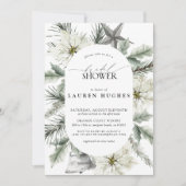 冬エバモダンーグリーンフローラブライダルシャワー 招待状 (正面)
