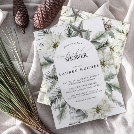 冬エバモダンーグリーンフローラブライダルシャワー 招待状