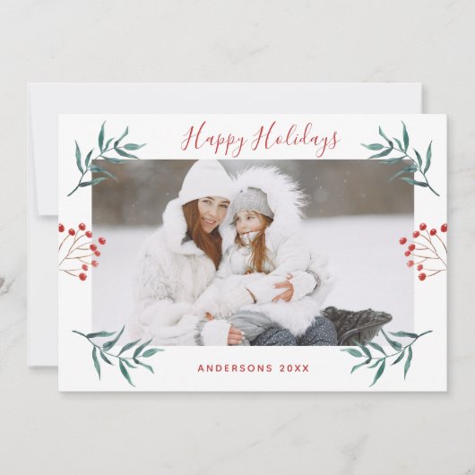 冬エレガントと植物性クリスマスファミリー名 シーズンカード (正面)
