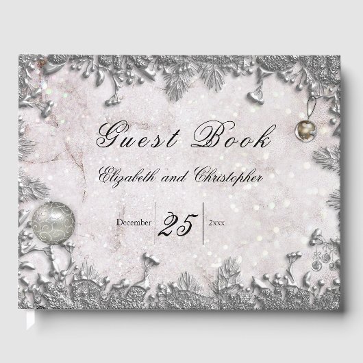 冬エレガントのクリ結婚スマスゲストブック ゲストブック (正面)