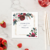 冬エレガントのバラの葉結婚色 スタンダードカクテルナプキン (インサイチュ)