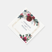 冬エレガントのバラの葉結婚色 スタンダードカクテルナプキン (角)