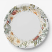 冬エレガントのフローラ結婚の ペーパープレート (正面)