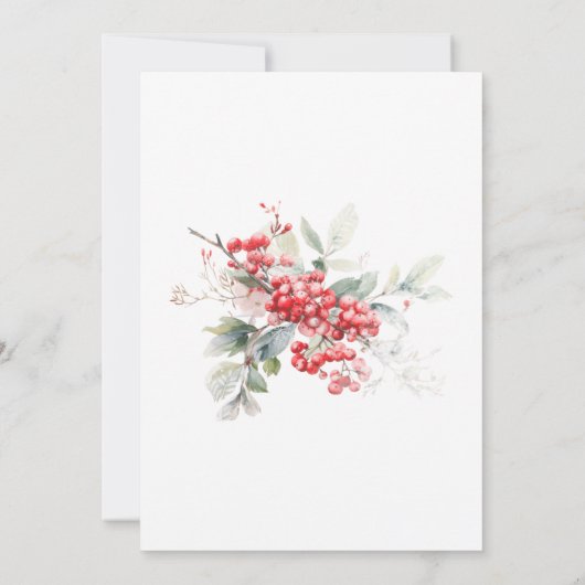 冬エレガントのベリーボタニカル30歳の誕生日 招待状 (裏面)