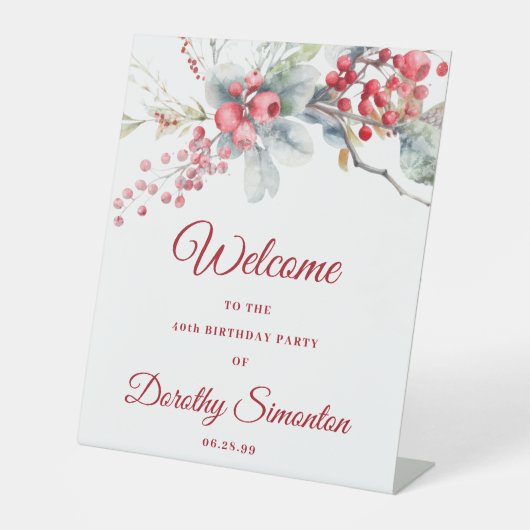 冬エレガントのベリーボタニカル40歳の誕生日 台座サイン (正面)