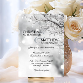 冬エレガントのワンダーランド雪の結婚結晶 招待状