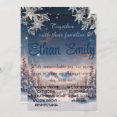 冬エレガントのワンダーランド雪の結婚結晶 招待状 (正面/裏面)