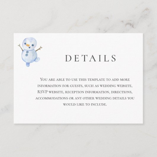 冬エレガントのワンダーランド雪結婚片 エンクロージャーカード (正面)
