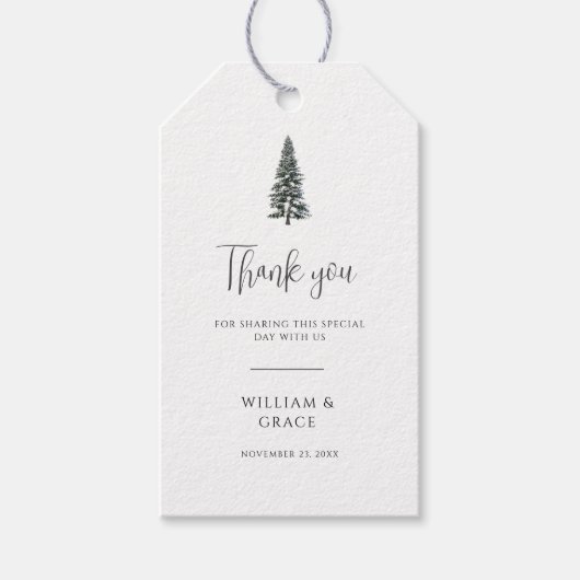 冬エレガントのワンダーランド雪結婚片 ギフトタグ (正面)