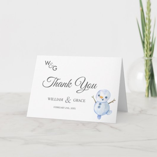 冬エレガントのワンダーランド雪結婚片 サンキューカード (正面)