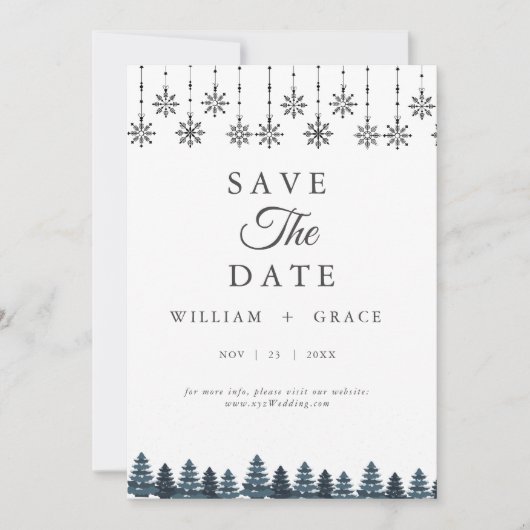 冬エレガントのワンダーランド雪結婚片 セーブザデート (正面)