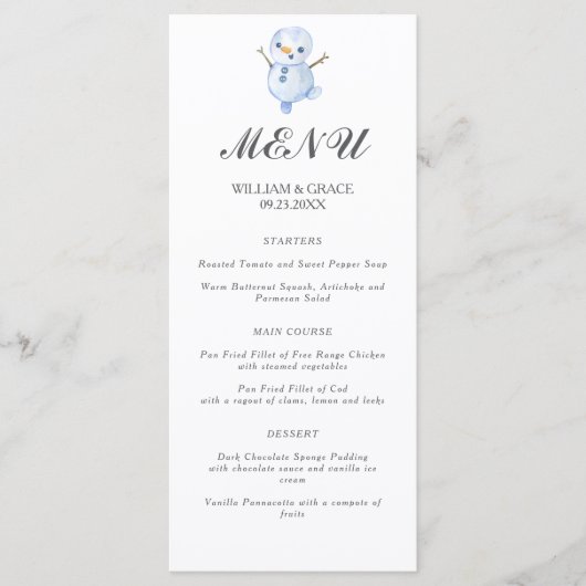 冬エレガントのワンダーランド雪結婚片 メニュー (正面)