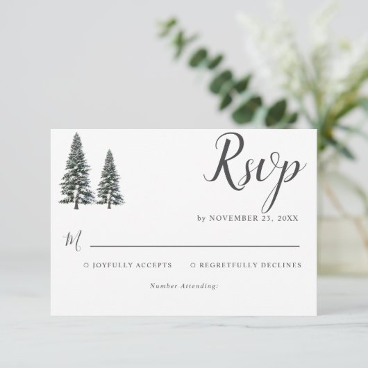 冬エレガントのワンダーランド雪結婚片 出欠カード (スタンド正面)