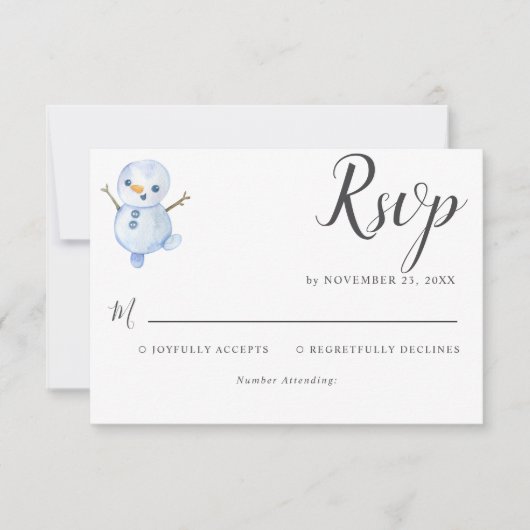 冬エレガントのワンダーランド雪結婚片 出欠カード (正面)