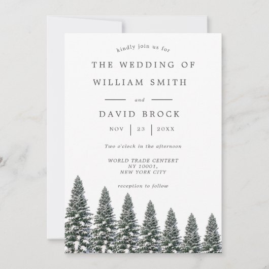 冬エレガントのワンダーランド雪結婚片 招待状 (正面)