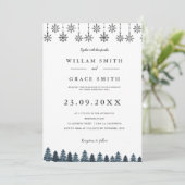 冬エレガントのワンダーランド雪結婚片 招待状 (スタンド正面)