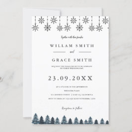 冬エレガントのワンダーランド雪結婚片 招待状