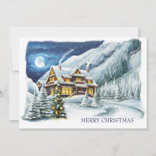 冬エレガントの土地のクリスマス企業の挨拶 シーズンカード (正面)