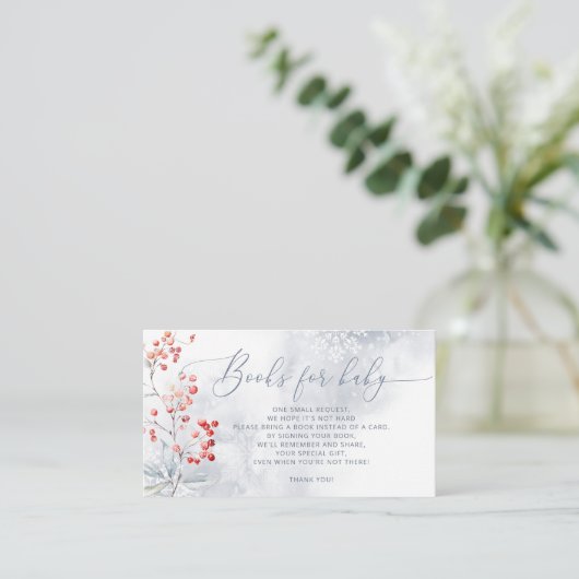 冬エレガントの埃の多い青い本ベビーチケット エンクロージャーカード (スタンド正面)