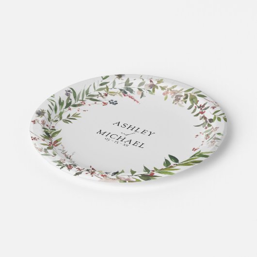 冬エレガントの山花ベ結婚リー ペーパープレート (アングル)