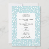 冬エレガントの果実アイスブルー植物学結婚校 招待状 (正面)
