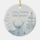 冬エレガントの森と鹿のパーソナライズされた写真 セラミックオーナメント (正面)