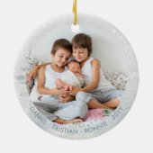 冬エレガントの森と鹿のパーソナライズされた写真 セラミックオーナメント (裏面)