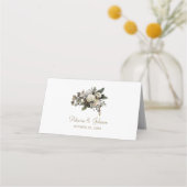 冬エレガントの牡丹シ結婚ックのテーブル プレイスカード (裏面)