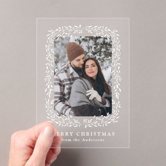 冬エレガントの紅葉フォトホリデー アクリル招待状 (インサイチュ (ポータブル))