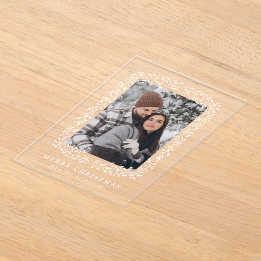 冬エレガントの紅葉フォトホリデー アクリル招待状 (レイダウン)