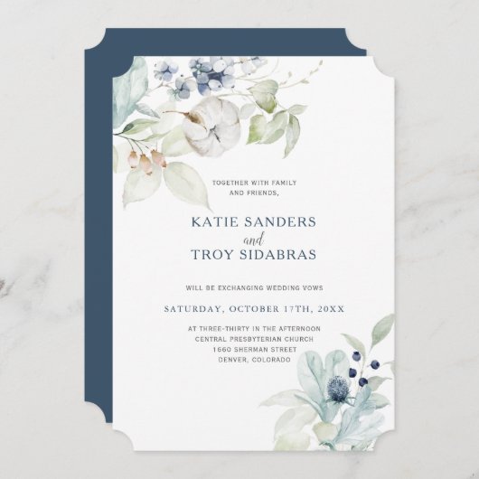 冬エレガントの結婚式テーマ招待状 招待状 (正面/裏面)