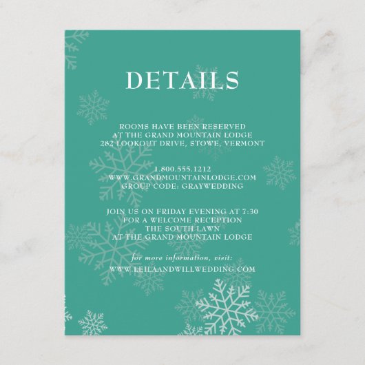 冬エレガントの結婚式詳細 エンクロージャーカード (正面)