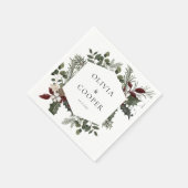 冬エレガントの緑結婚草 スタンダードカクテルナプキン (角)