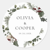 冬エレガントの緑結婚草 ラウンドシール (正面)