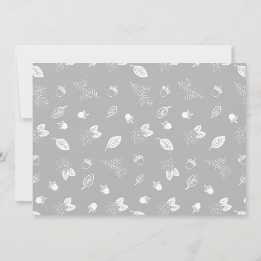 冬エレガントの葉フェイク銀箔フォトカード 招待状 (裏面)