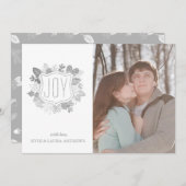 冬エレガントの葉フェイク銀箔フォトカード 招待状 (正面/裏面)