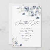 冬エレガントの葉ボホ結婚の写真QRコード セーブザデート (正面)