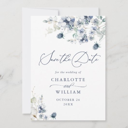 冬エレガントの葉ボホ結婚の写真QRコード セーブザデート (正面)