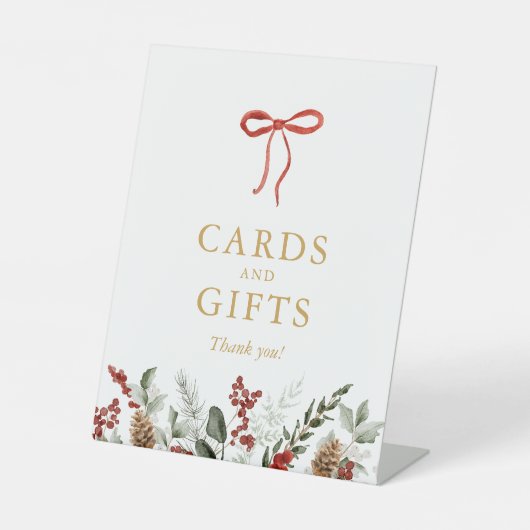 冬エレガントの赤ちゃんシャワーカードとプレゼント 台座サイン (正面)