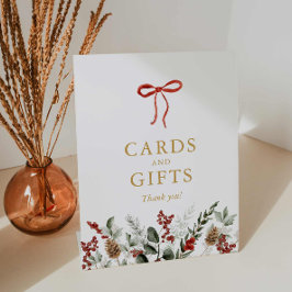 冬エレガントの赤ちゃんシャワーカードとプレゼント 台座サイン