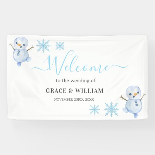 冬エレガントの雪結婚片 横断幕 (横)