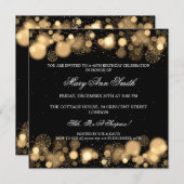 冬エレガントの40歳の誕生日パーティー金ゴールド 招待状 (正面/裏面)