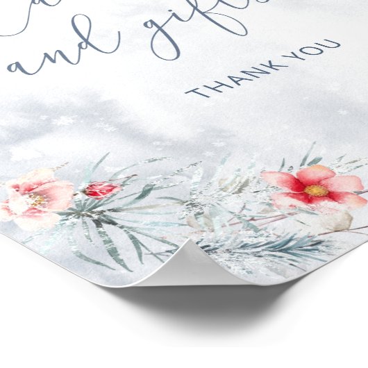 冬エレガントほこりっぽい青い雪のカードとギフト ポスター (角)