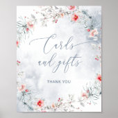 冬エレガントほこりっぽい青い雪のカードとギフト ポスター (正面)