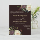 冬エレガントバラ結婚式招待状 招待状 (スタンド正面)