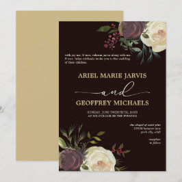 冬エレガントバラ結婚式招待状 招待状